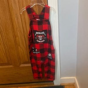 Road to ruin apparel/Joe Fresh punk baby red&black checkered overalls 12-18month